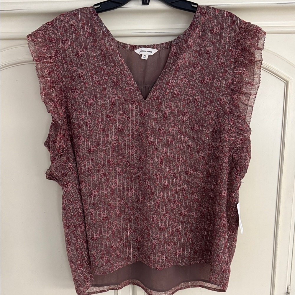 Lucky brand xl floral blouse NWT